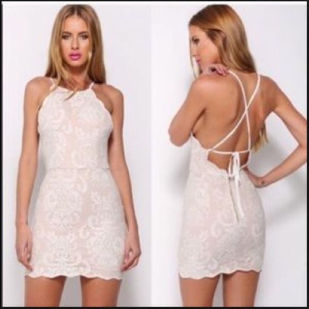 Hello Molly White / Nude Lace Party Dress